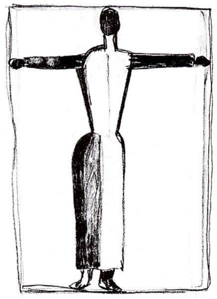 Figure in the form of a cross with raised hands